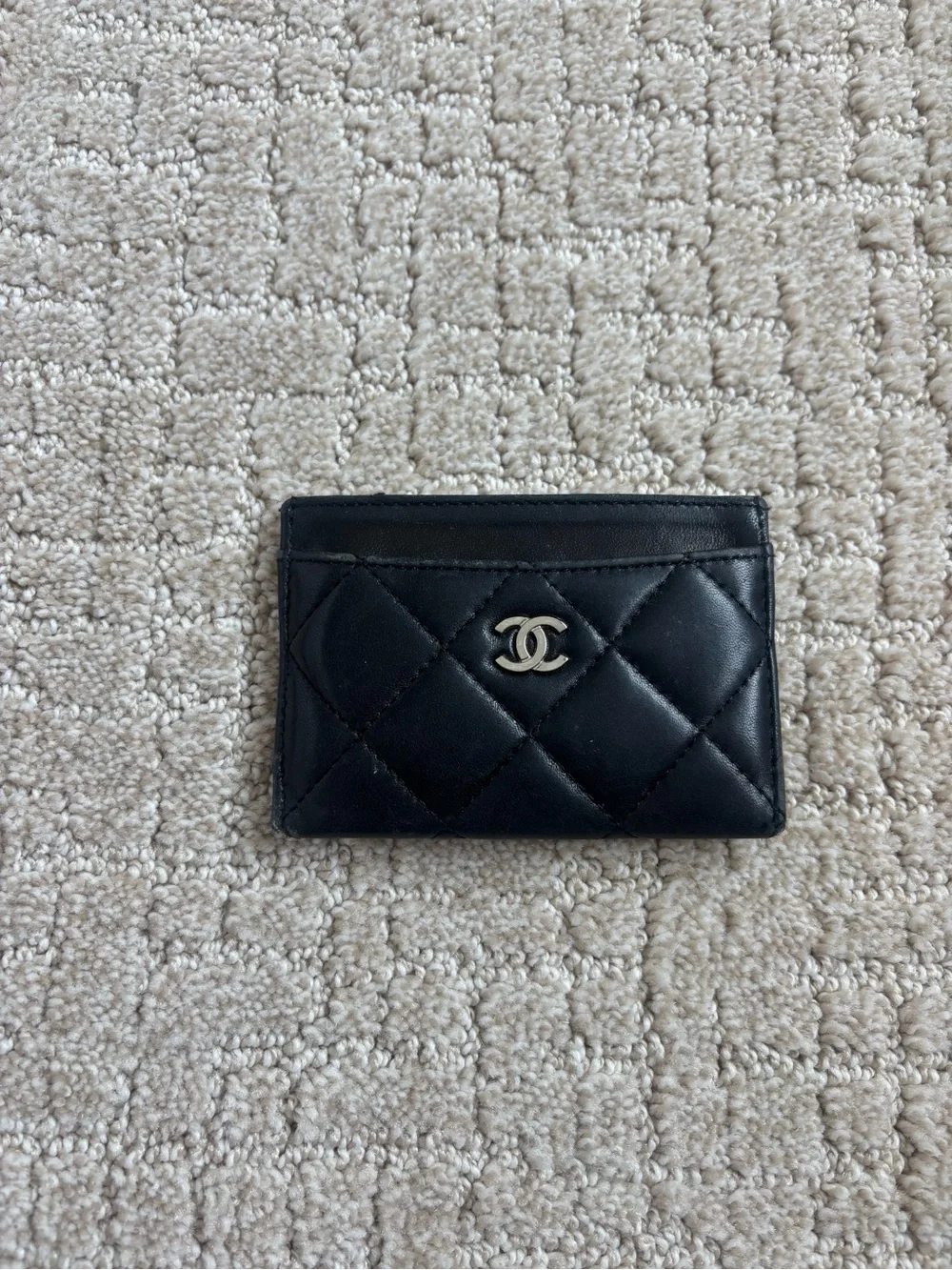 Chanel black lambskin card holder authentic.